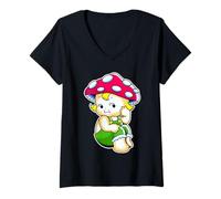 Femme Kewpie Baby Champignon T-Shirt avec Col en V