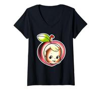Femme Kewpie Baby Cherry T-Shirt avec Col en V