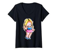 Femme Kewpie Baby Cute Blonde Girl Clin d'œil T-Shirt avec Col en V