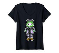 Femme Kewpie Baby Frankenstein Monster T-Shirt avec Col en V