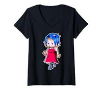 Femme Kewpie Baby, Jolie Fille aux Cheveux Bleus T-Shirt avec Col en V