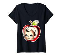 Femme Kewpie Baby Pomme T-Shirt avec Col en V