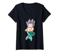 Femme Kewpie Bébé Capricorne Zodiaque Chèvre de mer T-Shirt avec Col en V