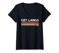 Femme Key Largo Florida Keys Clé rétro Largo FL T-Shirt avec Col en V