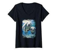 Femme Key Largo Florida Love The Lamantins T-Shirt avec Col en V