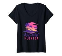 Femme Key West Florida - Rétro Vacances de Plage Vacances d'été T-Shirt avec Col en V