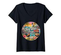 Femme Key West, Floride, Floride Keys, Duval St. Conque Shell T-Shirt avec Col en V