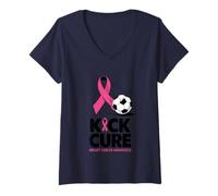 Femme Kick for The Cure Sensibilisation au Cancer du Sein T-Shirt avec Col en V