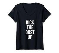 Femme Kick The Dust Up Amateur de Musique Country T-Shirt avec Col en V