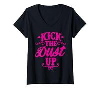 Femme Kick The Dust Up Country Western Rose T-Shirt avec Col en V