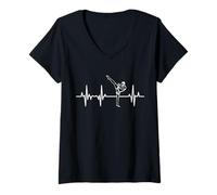 Femme Kickboxer ECG Heartline Kickboxing Coach Muay Thai T-Shirt avec Col en V