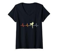 Femme Kickboxer Heartbeat Kickboxing Lover Muay Thai T-Shirt avec Col en V