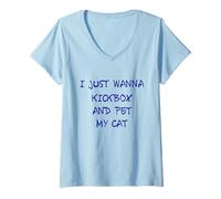 Femme Kickboxer, Kickboxer, Amant, Animal Domestique, Chat, Chat Humour T-Shirt avec Col en V