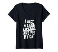 Femme Kickboxer, Kickboxer, Amant des Chats T-Shirt avec Col en V