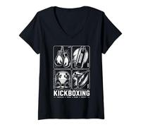 Femme Kickboxing Arts Martiaux Entraînement Kickboxer Vintage T-Shirt avec Col en V