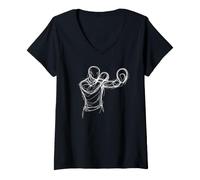 Femme Kickboxing Nak Muay Thai Boxing Fighter Cadeau T-Shirt avec Col en V