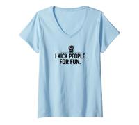 Femme Kickboxing Nak Muay Thai Boxing Fighter Cadeau T-Shirt avec Col en V
