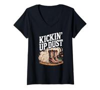 Femme Kickin' Up Dust Line Bottes de Danse Country T-Shirt avec Col en V
