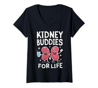 Femme Kidney Buddies for Life Transplantation de donneurs d'organes T-Shirt avec Col en V