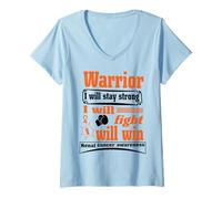 Femme Kidney Cancer Warrior I Will Stay Strong I Will Fight I Will T-Shirt avec Col en V