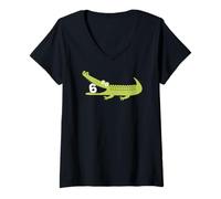 Femme Kids 6 Six Year Old Alligator Funny Crocodile 6th Birthday T-Shirt avec Col en V
