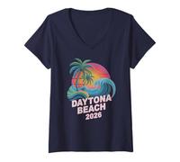 Femme Kids Daytona 2026 Vacation Surf Trip All Girls Sisters T-Shirt avec Col en V
