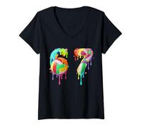 Femme Kids Meme 67 Numéro Six 6 Seven 7 Ice Cream Drips Volleyball T-Shirt avec Col en V