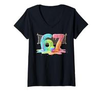 Femme Kids Meme 67 Six 6 Seven 7 Icecream Drip Chaussures Filet de Volleyball T-Shirt avec Col en V