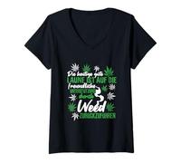 Femme Kiffer Cannabis Kiffen Chanvre Herbe Joint Weed Fumer Cadeau T-Shirt avec Col en V