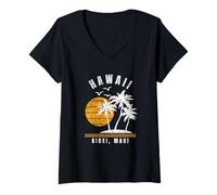 Femme Kihei Maui Hawaii, Hi Beach Vacances Souvenir T-Shirt avec Col en V