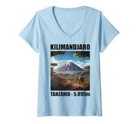 Femme Kilimandjaro Climb Tanzania Hike Summit 5895m T-Shirt avec Col en V