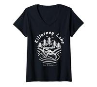 Femme Killarney Lake Nouveau-Brunswick Canada T-Shirt avec Col en V