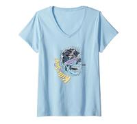 Femme Killer Surf Skull Surf Vintage Wave Skeleton Surfing T-Shirt avec Col en V