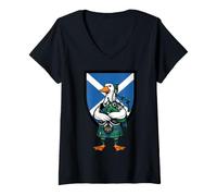 Femme Kilt de Cornemuse d'oie écossaise T-Shirt avec Col en V