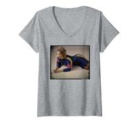 Femme Kim Wilde Kids in America Chanteur Chris Duffy Photographie T-Shirt avec Col en V