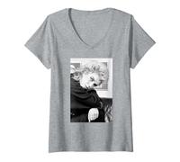 Femme Kim Wilde Pop Photo à Carreaux Love Singer 1982 T-Shirt avec Col en V