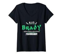 Femme Kin Brady Mischief and Mayhem Since The Middle Age T-Shirt avec Col en V