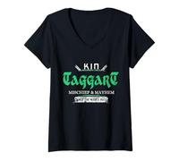 Femme Kin Taggart Mischief and Mayhem Since The Middle Age T-Shirt avec Col en V