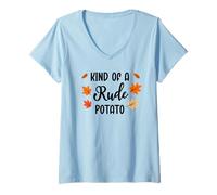 Femme Kind of Rude Potato Sweet Potato Funny Thanksgiving Couples T-Shirt avec Col en V