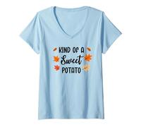 Femme Kind of Sweet Potato Rude Potato Funny Thanksgiving Couples T-Shirt avec Col en V