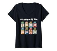 Femme Kindergarten Pre K Teacher Teaching is My Jam Retour T-Shirt avec Col en V