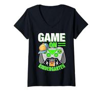 Femme Kindergartener Game on Kids Level Unlocked Back to School T-Shirt avec Col en V