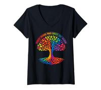 Femme Kindness Peace Equality Love Inclusion Hope Diversity T-Shirt avec Col en V