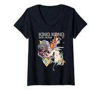 Femme King Kong Skull Island X Mitsume Anime Manga Kaiju Cyberpunk T-Shirt avec Col en V