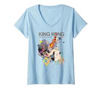 Femme King Kong Skull Island X Mitsume Manga animé Cyberpunk Kaiju T-Shirt avec Col en V