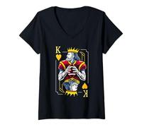 Femme King Of Hearts Carte à jouer au poker joueur de football T-Shirt avec Col en V