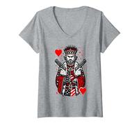 Femme King Of Hearts Carte à jouer patriotique USA États-Unis T-Shirt avec Col en V