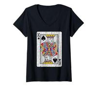 Femme King of Spades Card - Poker, Bridge Player, Costume T-Shirt avec Col en V