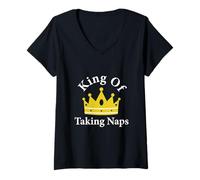 Femme King of Taking Naps T-Shirt Sleep Doze Snooze T-Shirt avec Col en V