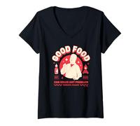 Femme King of The Hill Good Food Can Solve Any Problem Est. 2025 T-Shirt avec Col en V